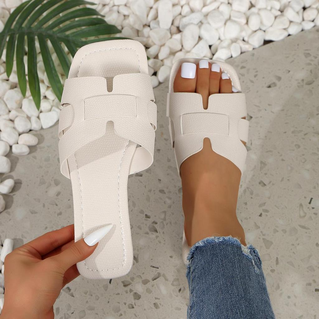 Purple Summer Slippers for Women Flat Braided Outdoor Trend Beach Sandals Women Luxury New Open Toe Square Head Women Slippers