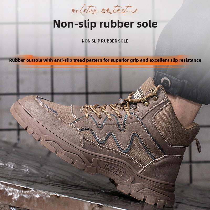 Steel Toe Safety Boots Steel Toe Soft Soled Safety Winter Warm Men's Sneakers Puncture Proof Wear-resistant Work Shoes for Men