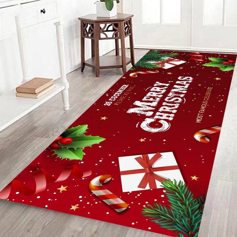 Christmas Living Room Floor Mat Home Atmosphere Decoration Restaurant Rectangular F Door Mat Bedroom Carpet Year Gift