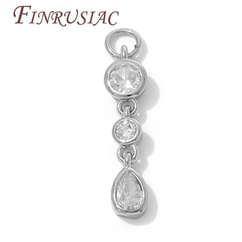 18K Gold Plated Brass with Zircon Charms For Jewelry Making,Long Pendants Charm For Necklaces Accessories,Earrings Findings