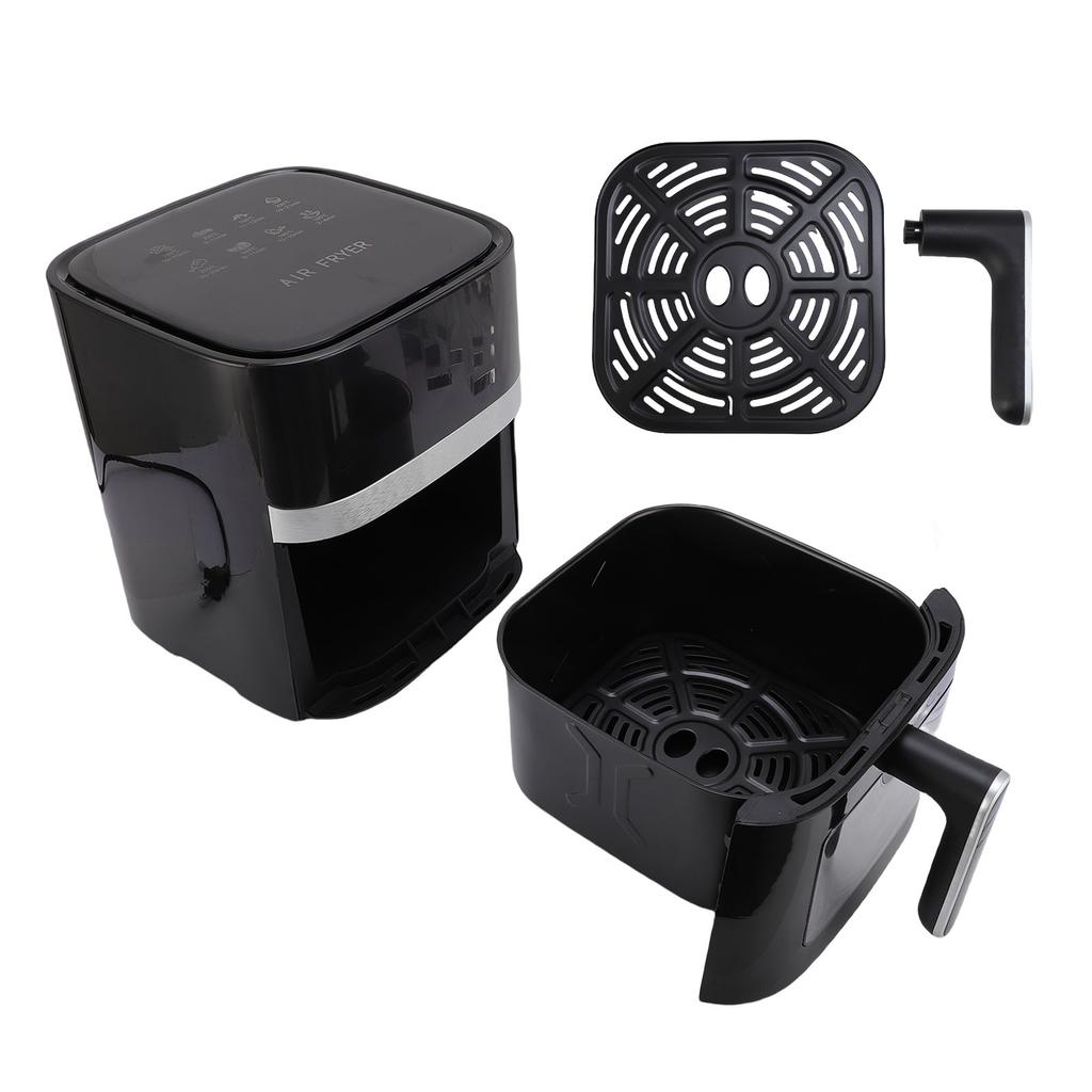5QT Oilless Fryer Black Large Capacity Visual Window Color Display Fully Automatic Electric Fryer Cooker Chicken French Fries