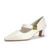 Nischen-Design schräger Schriftzug mit quadratischem Absatz Temperament High Heels Damen dicke Absätze Einzelne Schuhe können im Frühling und Herbst getragen werden