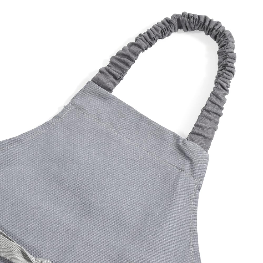 COLORFUL CANDY STYLE Apron In Solid Color with Grayish for Boys School Easy To Put On and Take Children's (100-120cm) Blue, (Elementary Age), Off,