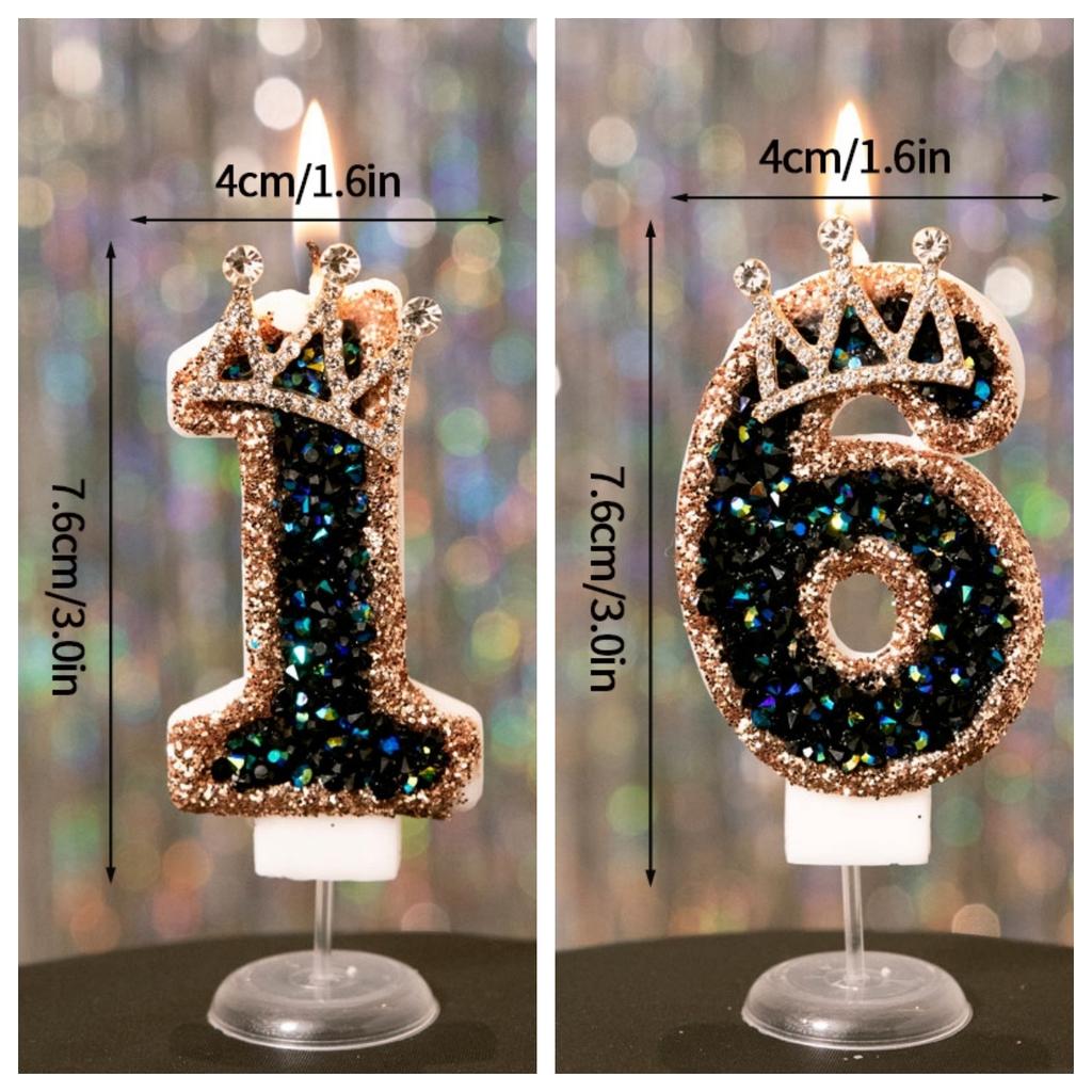 Birthday Number 0-9 Candles Crown Number Candles Happy Birthday Cake Decorated Baby Shower Insert Decor Festival Supplies