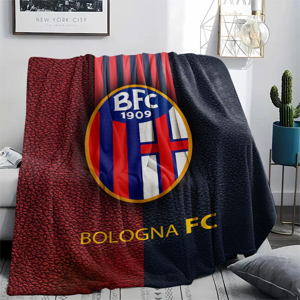 Coperta in Flanella con Motivo Bologna FC 1909, Alta Qualità, Confortevole per Tutte le Stagioni, Decorazione per la Casa, Calore e Comfort, Perfetta per Regali.