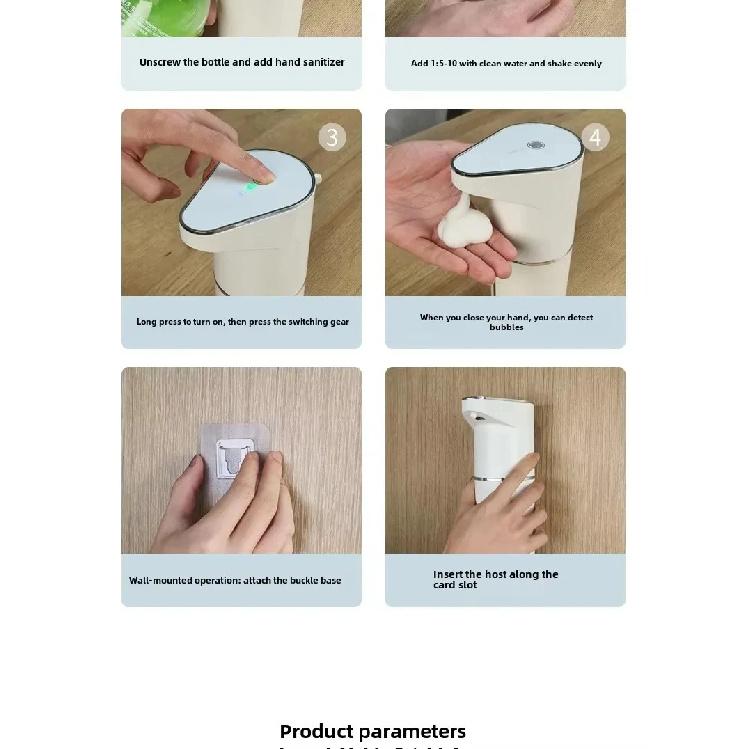 Intelligent Sensor Multi-Speed Contact-Free Wall-Mounted Vertical Hand Sanitizer Bubble Machine Rechargeable Soap Dispenser