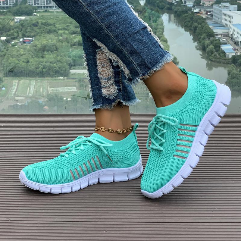 Fashion Cool Breathable Hollow Out Mesh Sneakers Women 2025 Summer Round Toe Lace Up Running Shoes Soft Sole Non Clip Sports Sneakers