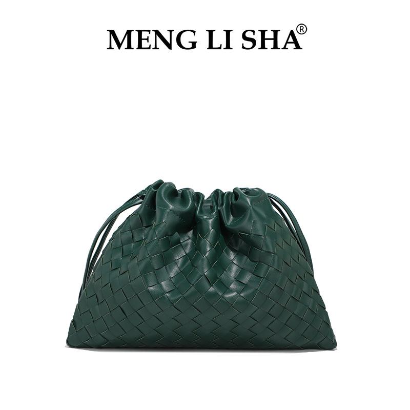 Premium sense single shoulder armpit woven pleated cloud bag women commuter versatile hand carry crossbody drawstring garbage bag