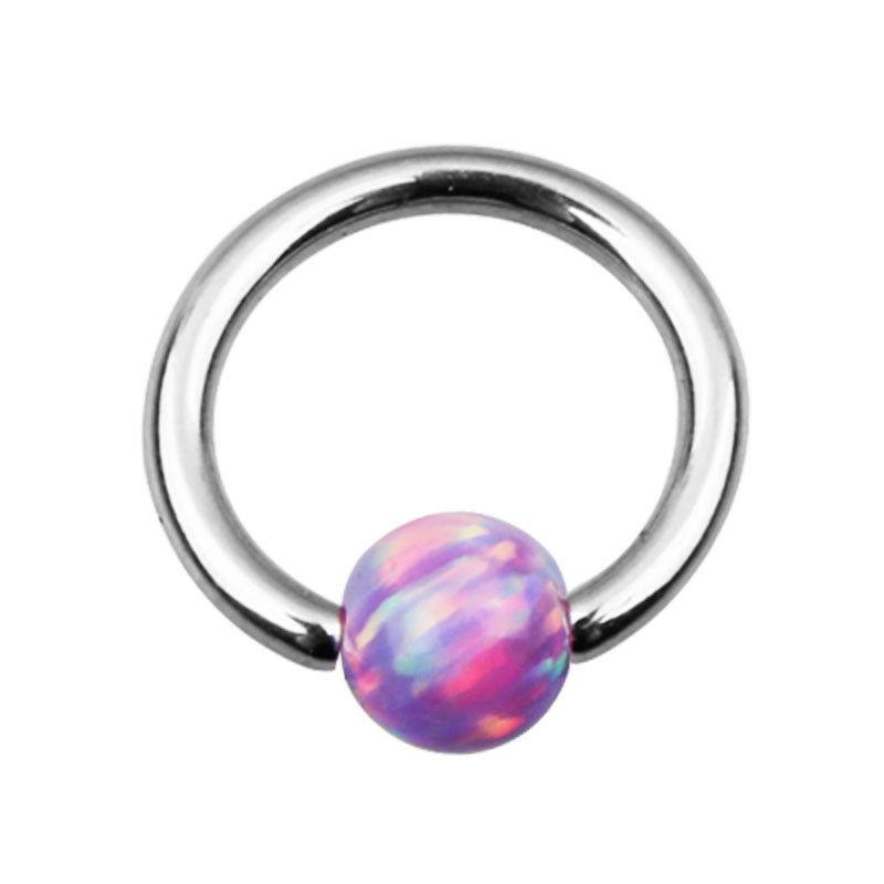 

Кольцо из опаловой бусины 316L, обруч для носа, губа, губа, серьга для пирсинга сосков фиолетовый