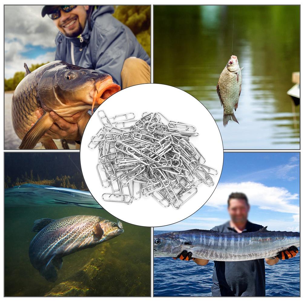100 pcs Stainless Steel Oval Pin Powerful Fast Link Clip Fishing Tackle Interlock AccessoriesS