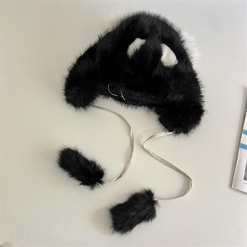 New cartoon cute panda plush hat female autumn and winter furry warm and cold-proof Lei Feng hat ear protector
