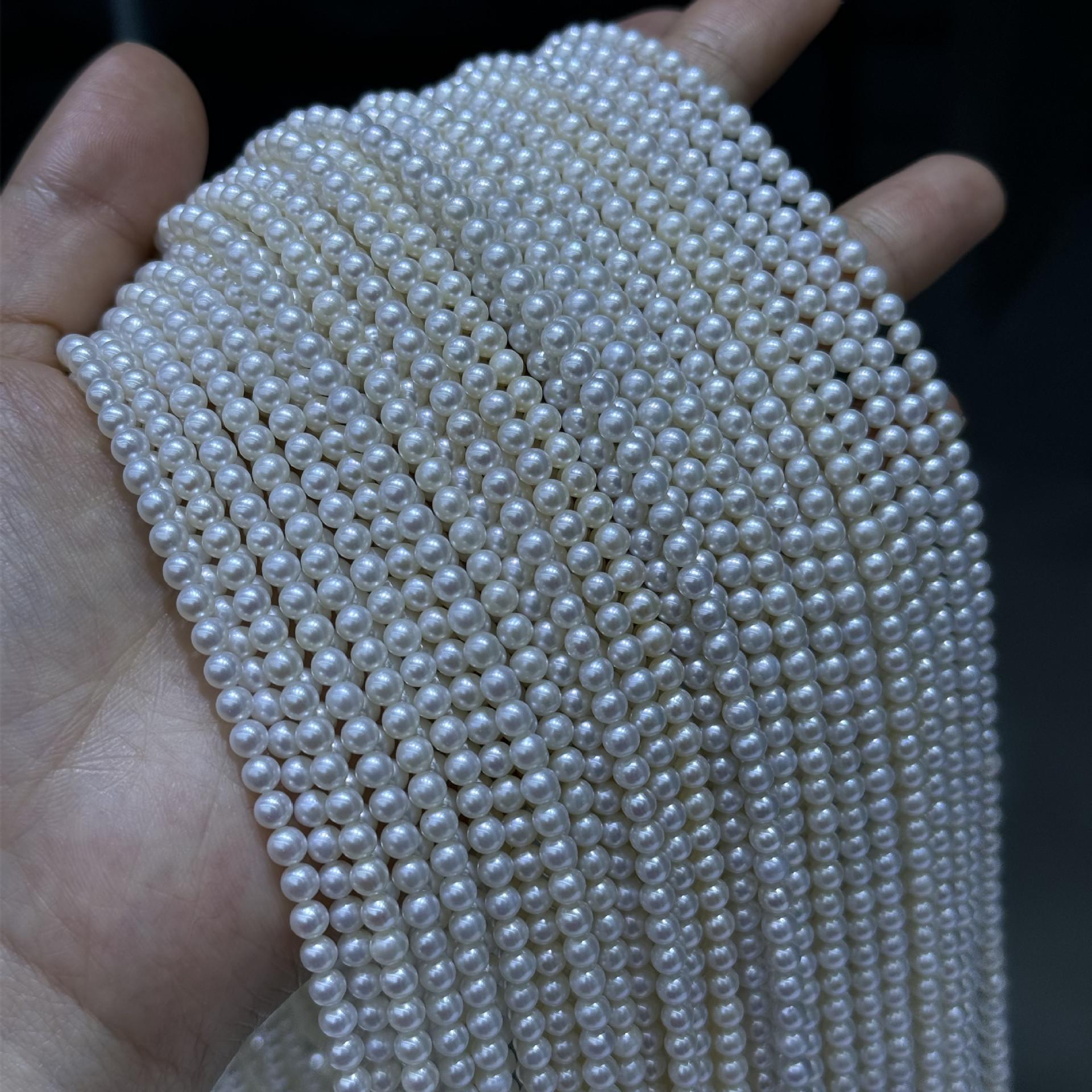 3-4 мм пресноводная жемчужина почти идеальной формы сильный блеск детские бусины россыпные бусины маленькое ожерелье женское ручная работа DIY
