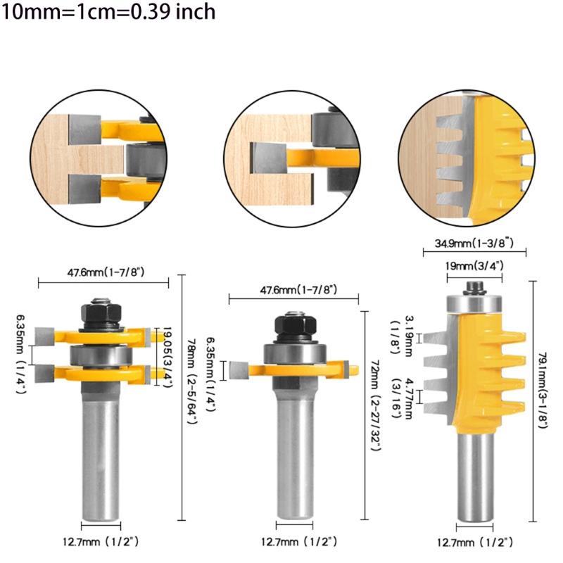 Professional Router Bit Set 1/2 1/4 Shank High Impact Strength Carbide Alloy Tenon Material Milling Tool for Woodworking
