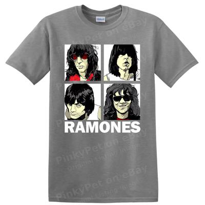 Ramones Punk Rock Band Portrait T Shirt Four Panel Vintage Graphic Retro Art Tee