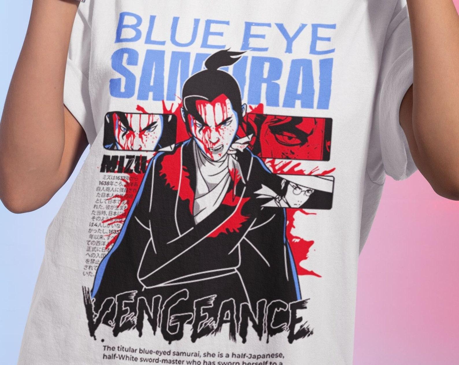 Blue Eye Samurai inspired Mizu black t-shirt, unisex and ladies fitted available S