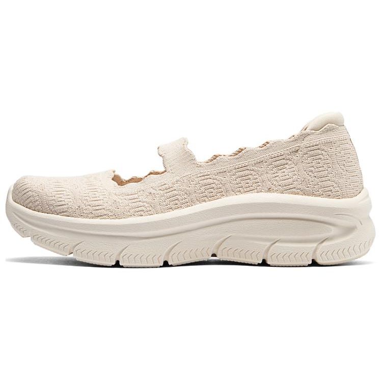 Skechers Fabric Versatile Comfortable Retro Mary Jane Shoes Shock Absorbing Wear Resistant Low Top Casual Shoes Women shoes Beige 158854-NAT 38