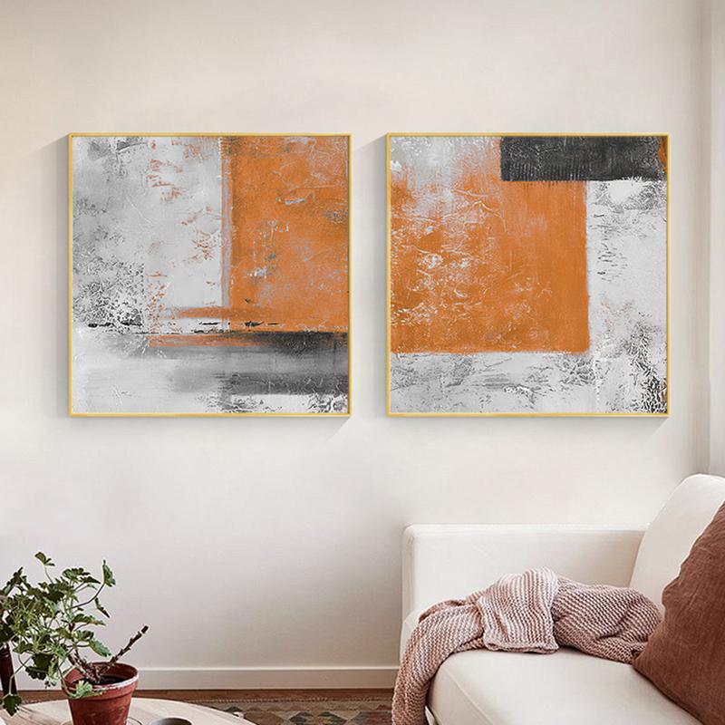 Orange Abstract Decorative Painting Light Luxury Style Dining Room Mural High-end Wall Painting Living Room Canvas Painting