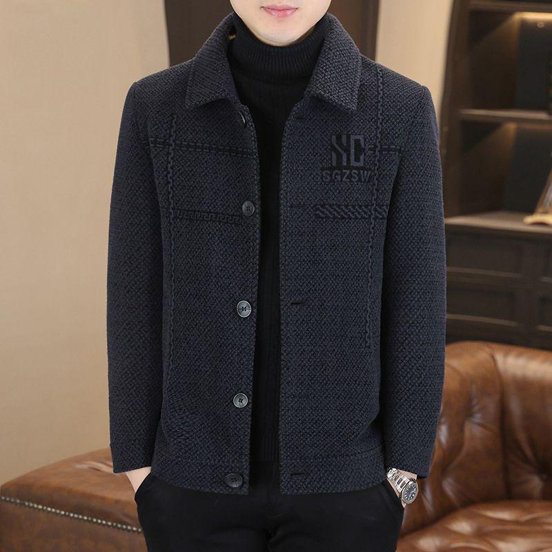 2025 Autumn/Winter Men s Fleece-Lined Lapel Jacket - Trendy, Versatile, Short Casual Coat 2XL