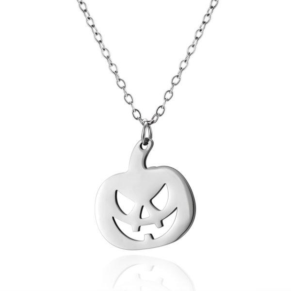 316L Stainless Steel Halloween Ghost Pendant Pumpkin Necklace for Women Men Gold Color Cat Necklace Friendship Jewelry Gift