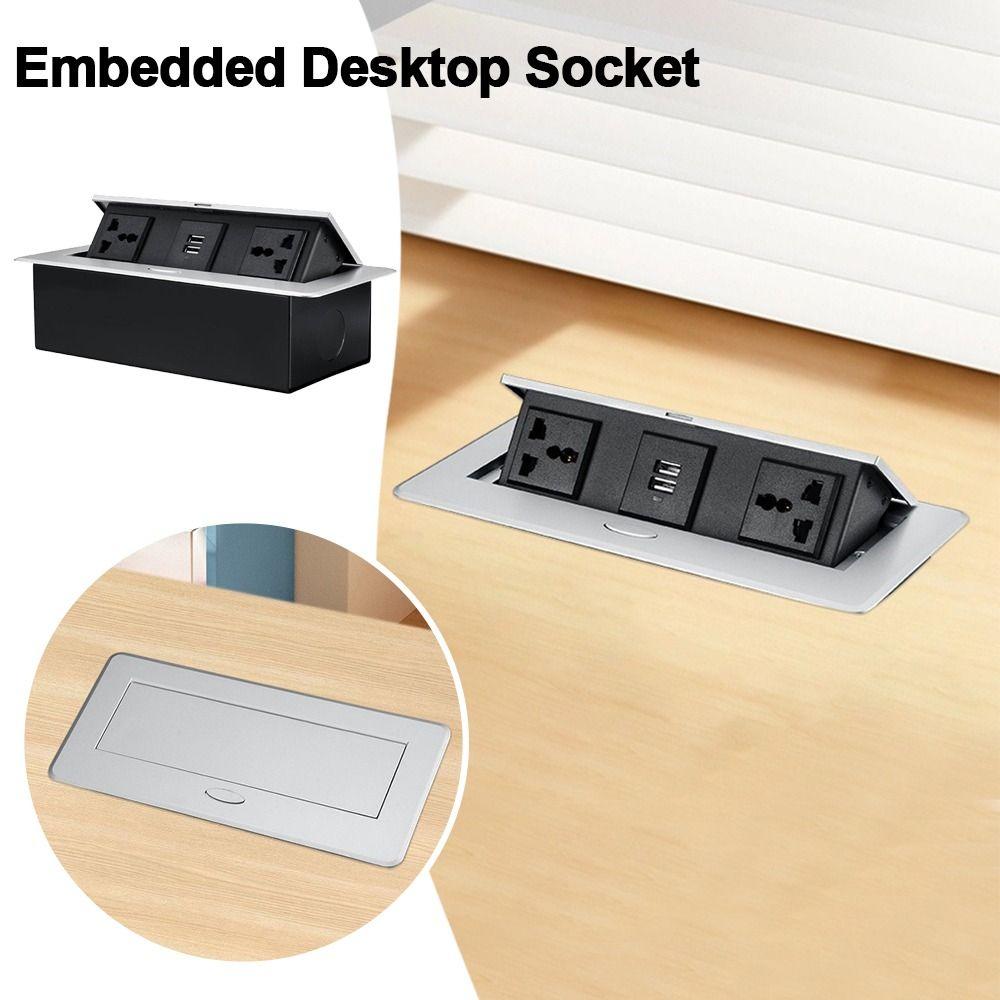 Metal Panel Desktop Plug-In Adapter Embedded Hidden Table Socket Bounce Socket  Multimedia Desktop
