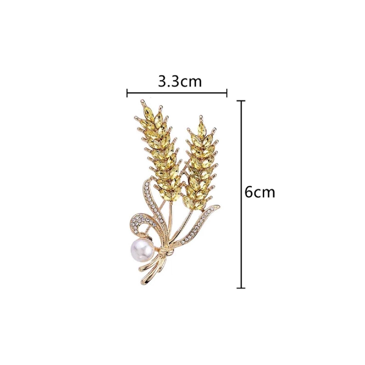

Позолоченная брошь с камнем и вышивкой «Колось пшеницы» B-519