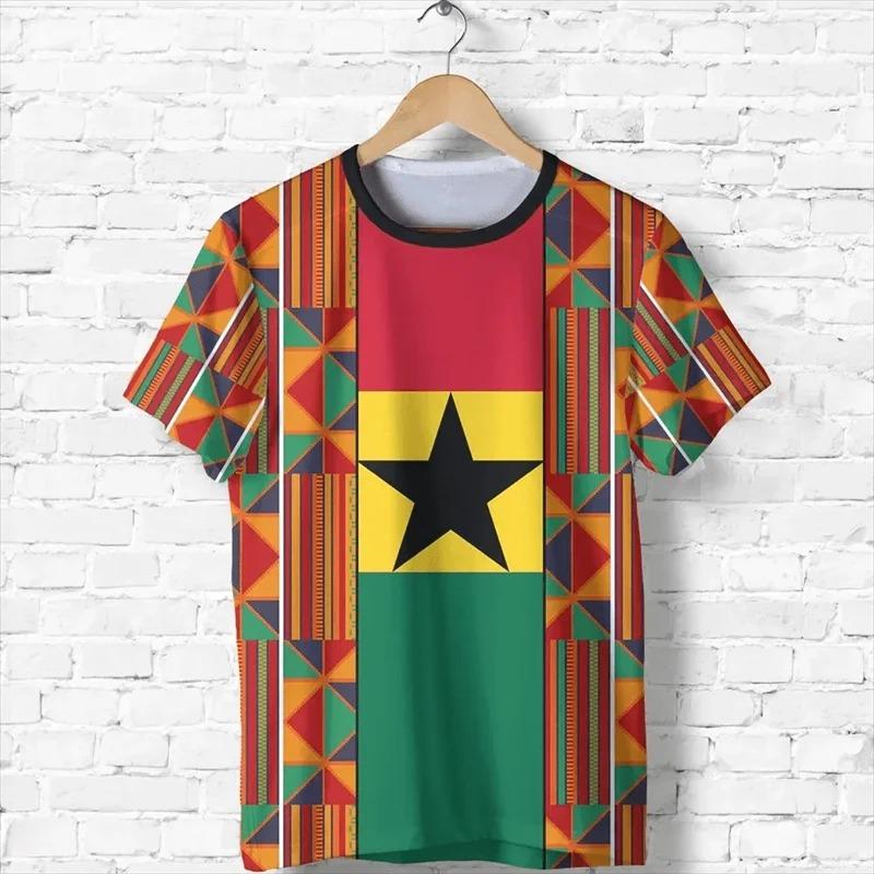 Ghana Flag Map 3D Printed T Shirt For Men Clothes Casual Kids T-Shirt GHA National Emblem Tshirt Sport Male Jersey Africa Tops
