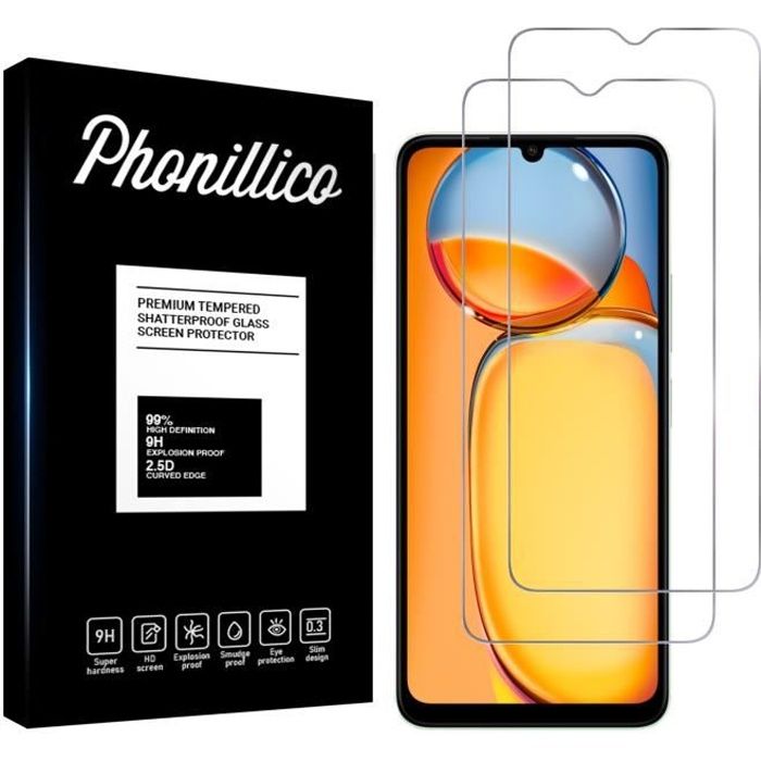 Tempered Glass - Phonillico® - Xiaomi Redmi 13C - Pack of 2 - Scratch Resistant - Transparent