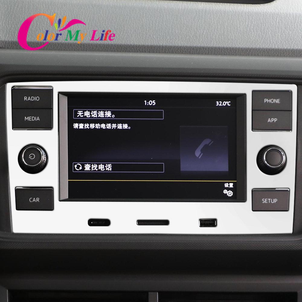 Car Navigation Panel Cover for VW T-Cross 2018-2023 Console Display Frame Center Sequins Stickers for Volkswagen