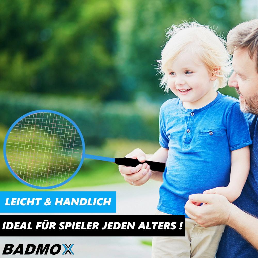 BADMOX Badmintonová sada Badmintonové rakety Míčky Sada Venkovní 3dílná modrá
