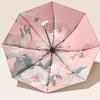 Foldable Reverse Sun Umbrella Floral Print Travel Rain Umbrella Dual-purpose Sunshade  Outdoor Use