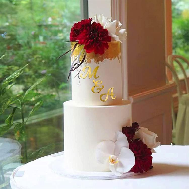 26Pcs Gold Acrylic Cake Toppers, Letter Cake Decorations for Memorables Celebration