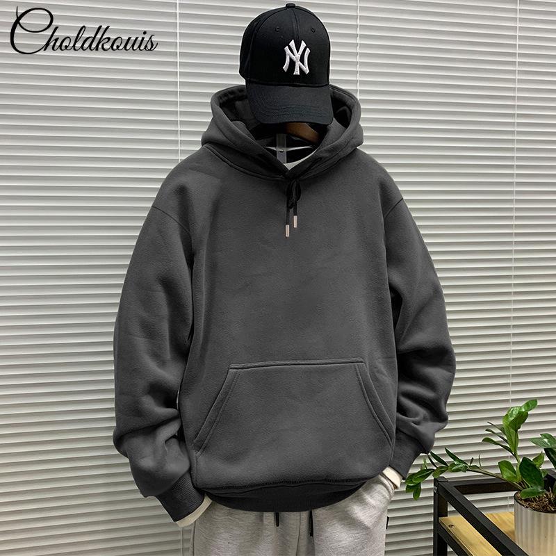 

2024 Unisex Loose-Fit Velvet Lined Hoodie - Trendy Autumn/Winter Thickened Sweatshirt for Men & Women S (95-120 lbs)