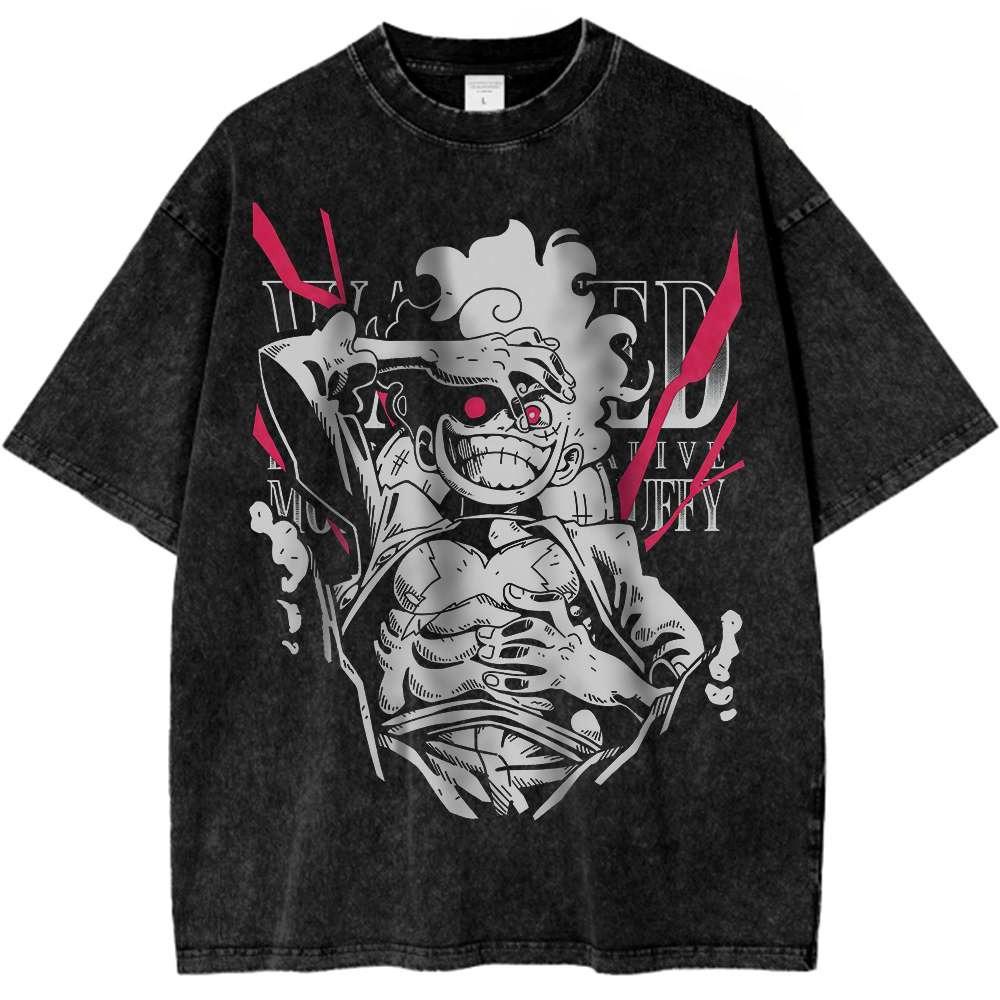 

ONE PIECE Манки Д Луффи Гир Футболка Аниме Ретро Футболка Луффи Саурон Дизайнерский Иллюстрационный Узор Уличный Спорт Лето 3XL