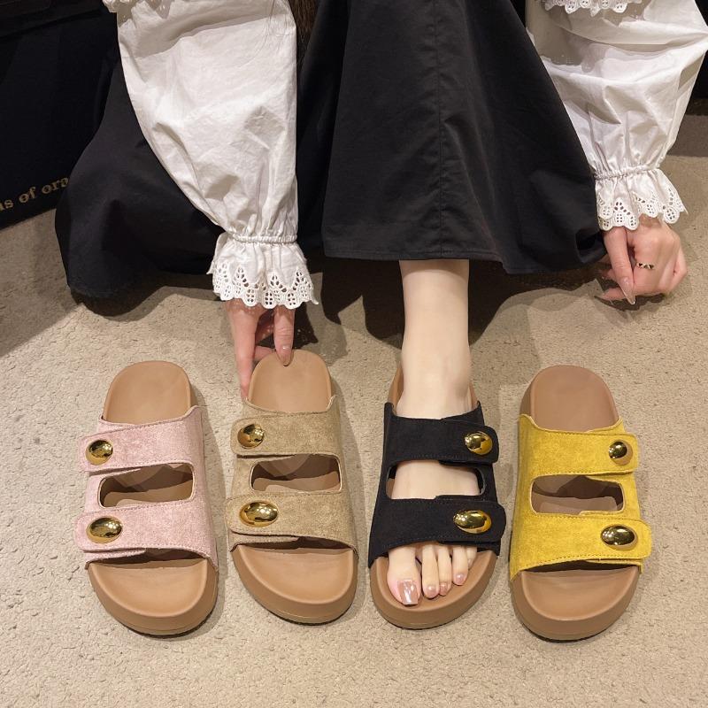 Summer fashion simple casual wind outside wear thick bottom parallel bar Velcro cool slippers