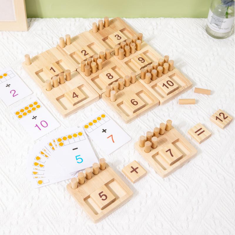 Number Wooden Puzzle Board With Insert Sticks Children Cognitive Development Toy