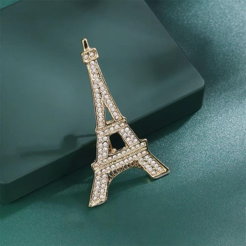 Vergoldete/Versilberte Eiffelturm Brosche Strass Brosche Kleidung Dekorative Schmuck Accessoires