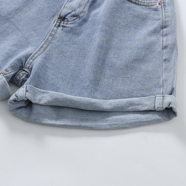 Classic and Minimalist Fashion Versatile High Waist Female High Waist Summer Loose Thin Big Yards Rolled Edge Casual Sub Denim Shorts Individuality