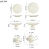 Ceramic Relief Teapot Afternoon Tea Cup Dish Set Household Dessert Plate Snack Plate High Leg Cake Plate Tea Set Household Goods