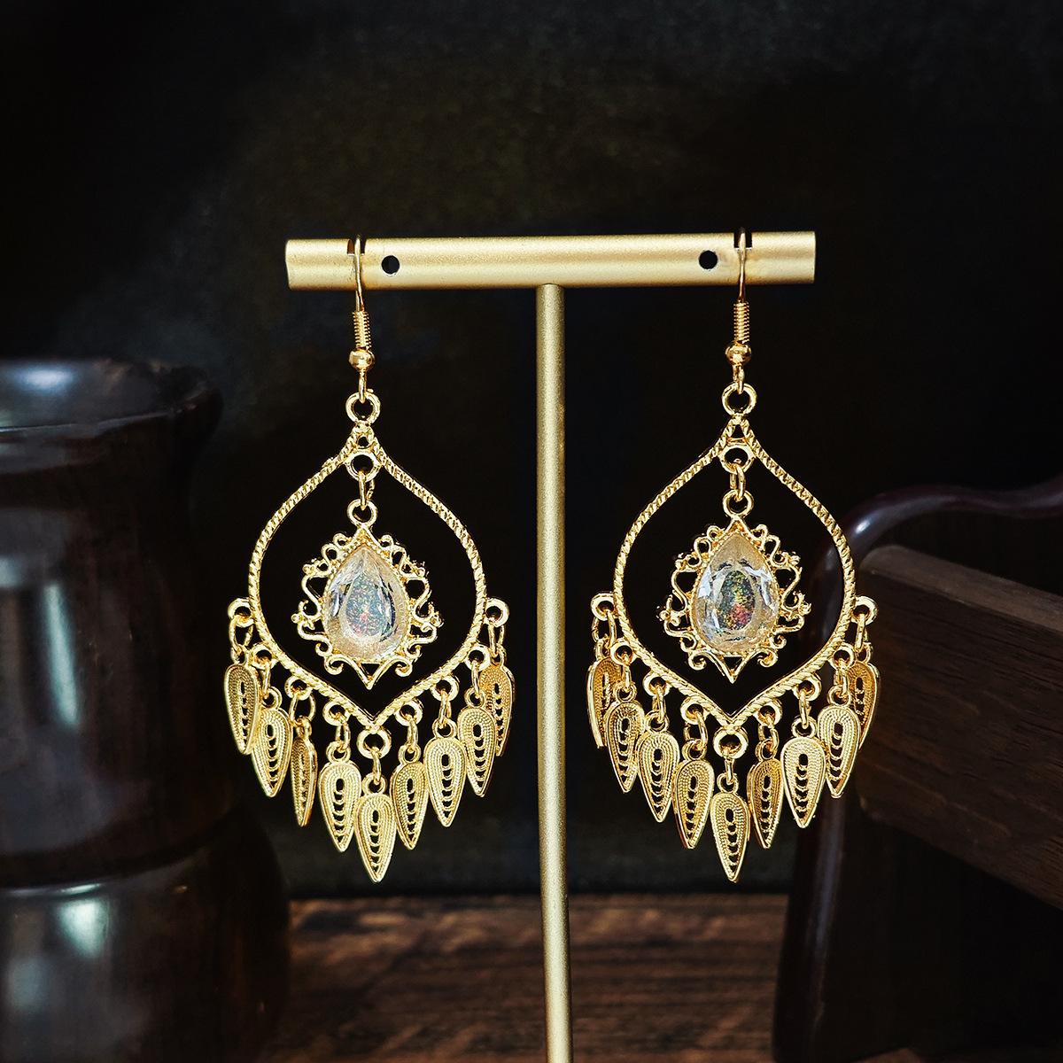 Геометрическая кисточка-подвеска Этнические серьги-кисточки с перьями