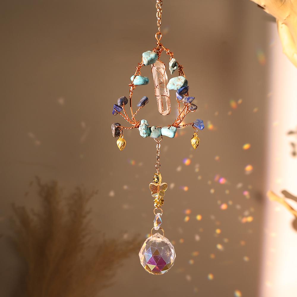 Crystal Wind Chime Suncatcher Bedroom Balcony Patio Sun Moon Prism Pendant Good Home Hanging Prisma Garden Art Decorations