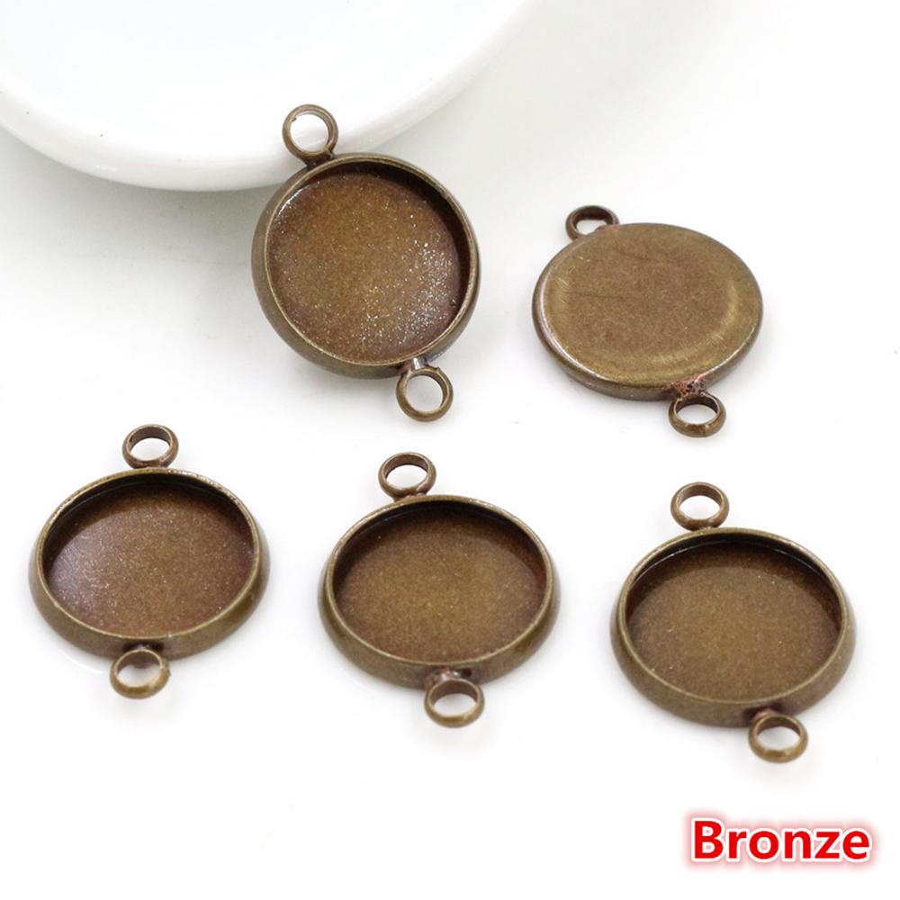 High Quality  10mm 12mm 14mm 16mm 18mm 20mm Inner Size Double Loops Iron Cabochon Base Cameo Setting Charms Pendant