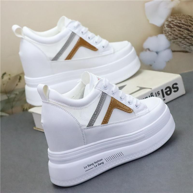 Fashion 10CM Air Mesh Synthetic Leather Platform Wedge Sneakers High Brand Casual Women Shoes Ladies Vulcanize Summer Breathable