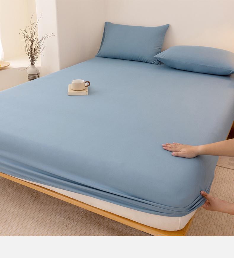 2025 Hudvänligt Bomulls Dra-på-lakan, Tvättat Borstat Enfärgat, Sommarkollektion - Alternativ för Enkelt och Tredelat tillgängliga