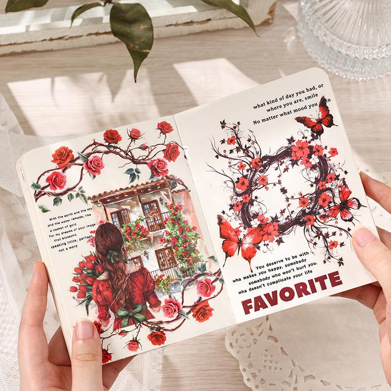 20Pcs/Pack Vintage Plant Flowers PET Waterproof Sticker for DIY Scrapbooking Journal Photo Album Decoration Materials Stickers