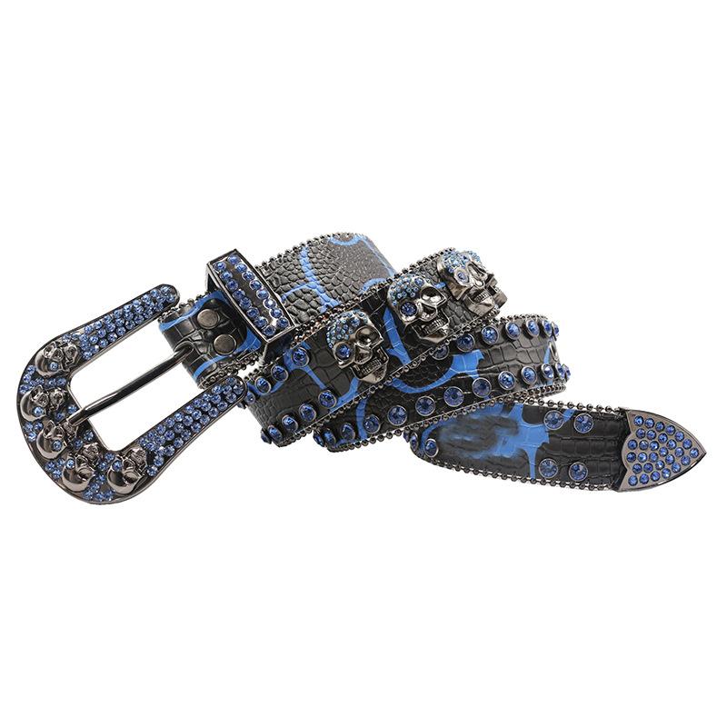 Design Skull Rhinestone Inlay Belt High-end Diamond Sequin Hip-hop Decoration Nightclub Belt for Women