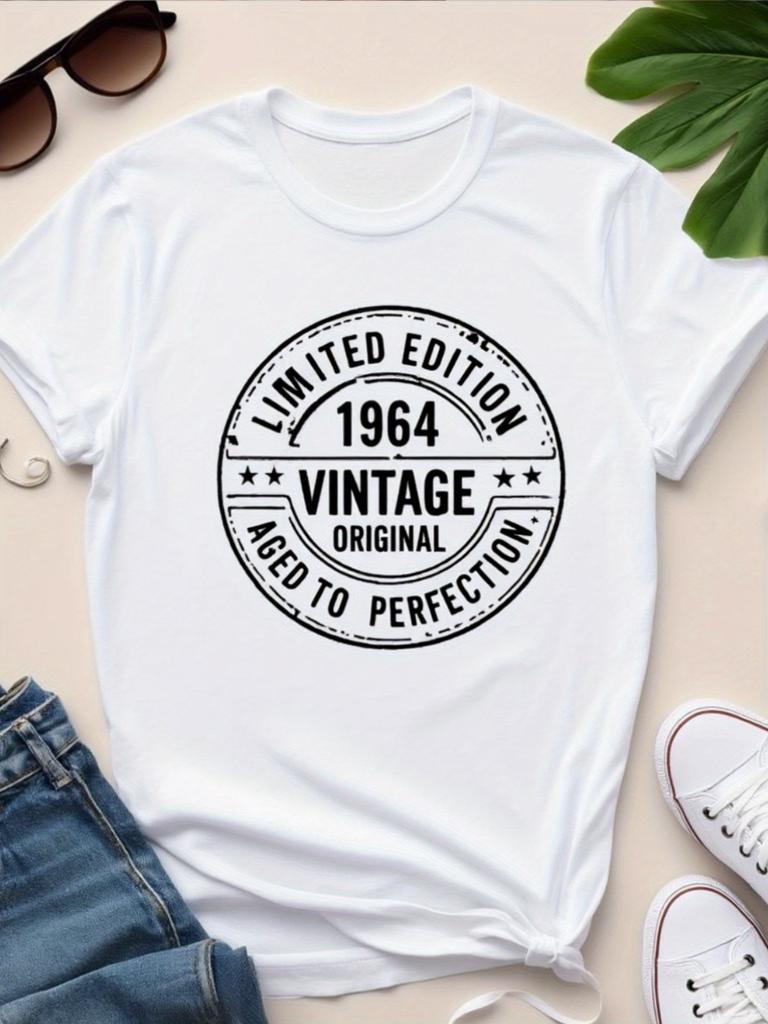Women Vintage 1964 Limited Edition T-Shirt Retro Birthday Graphic Casual Tee