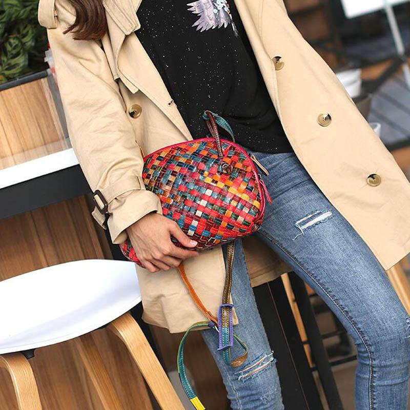 Lomantina Women Shoulder Handbags Shell Bag Colorful Small Knitting Phone Money Zipper Crossbody Bags For Girls Bolsa Feminina