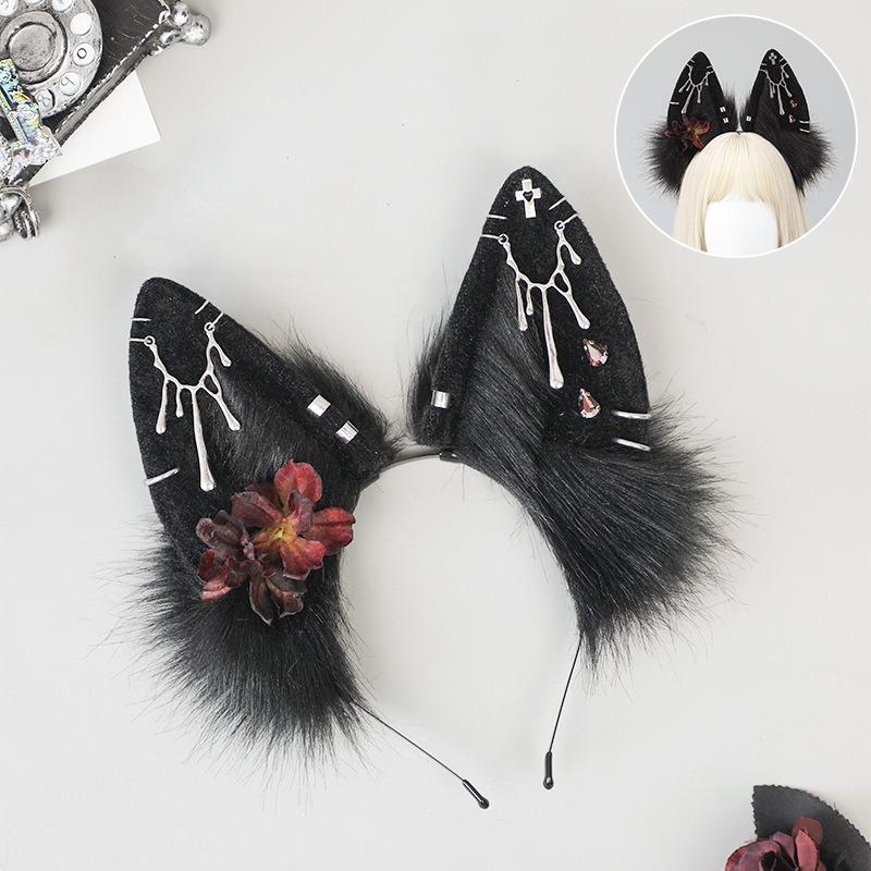 Dark Exotic Jackal Ears Headband Anubis Cos Headdress Exotic Jackal Ears KC