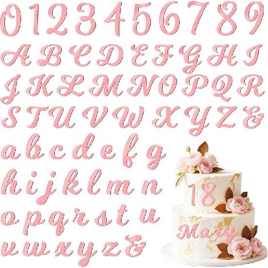 126 PCS  Name Cake Topper Acrylic Letters DIY Personalized A-Z & 0-9 Number Alphabet Cake Decoration For Wedding Anniversary Baby Shower Party