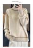 Women's Color Block High Neck Wool Sweater - Thickened Loose Knit Pullover for Autumn & Winter.